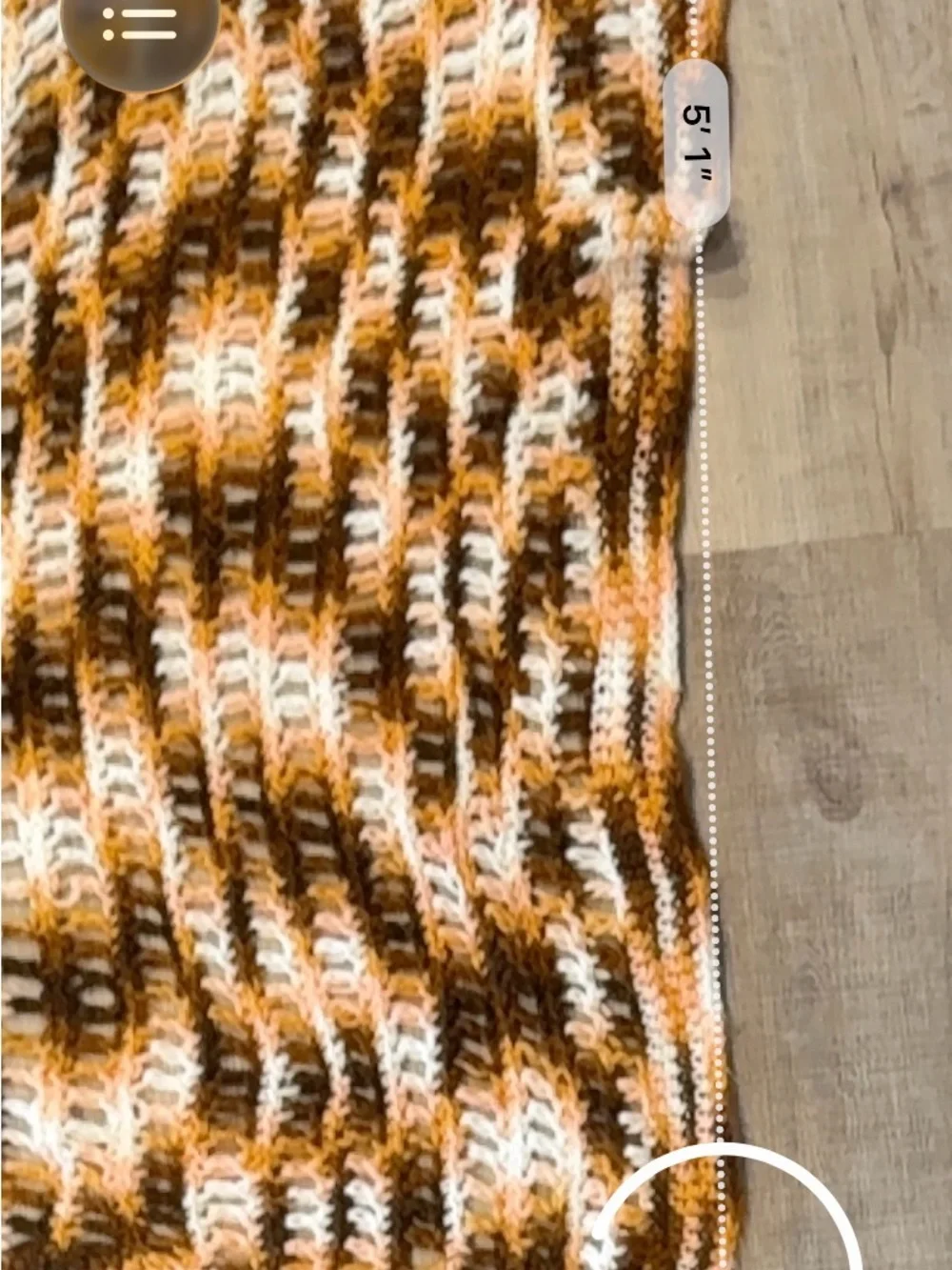 Vintage 50X50 Orange, Brown, Cream, Coral Handmade Crochet Blanket Retro Y2K